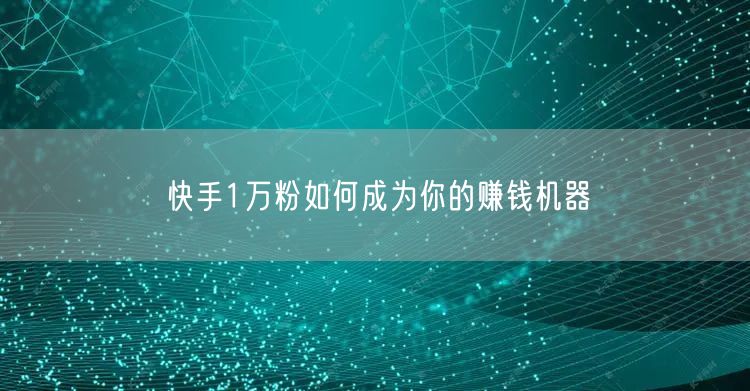 快手1万粉如何成为你的赚钱机器