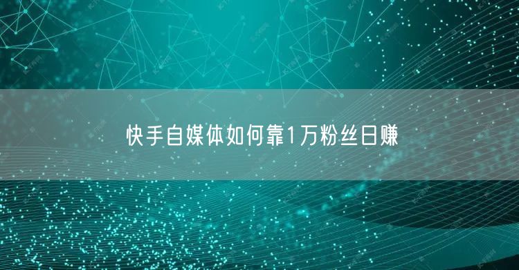 快手自媒体如何靠1万粉丝日赚