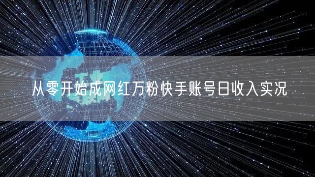 从零开始成网红万粉快手账号日收入实况
