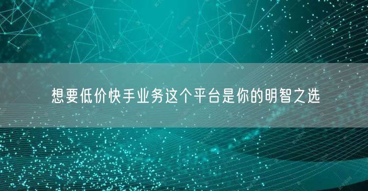 想要低价快手业务这个平台是你的明智之选