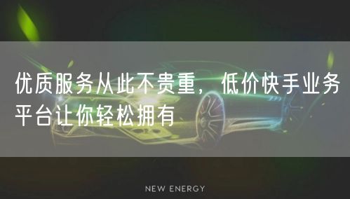 优质服务从此不贵重，低价快手业务平台让你轻松拥有