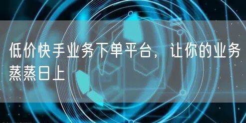低价快手业务下单平台，让你的业务蒸蒸日上