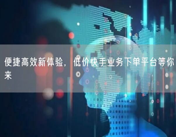 便捷高效新体验，低价快手业务下单平台等你来